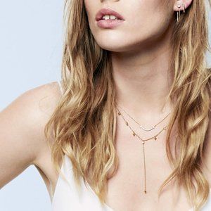 Missoma 18K gold Pave Arrow Lariat Necklace